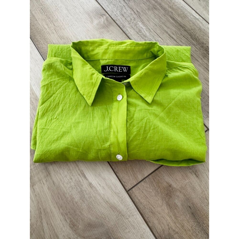 J.Crew Lime Green Garcon Classic Fit 100% Cotton Button Down Shirt Size 4 Summer - Picture 10 of 15